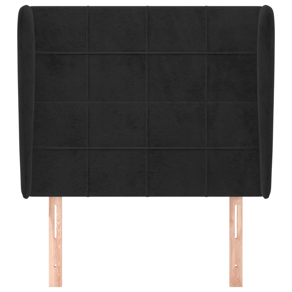 Testiera ad Orecchio Nera 83x23x118/128 cm in Velluto