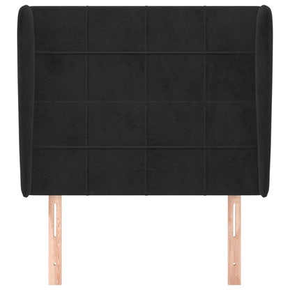 Testiera ad Orecchio Nera 83x23x118/128 cm in Velluto