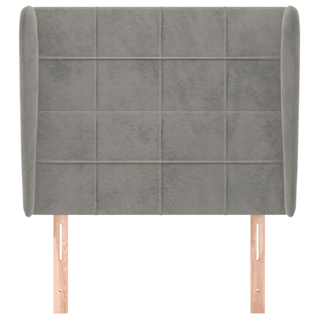 Testiera ad Orecchio Grigio Chiaro 93x23x118/128 cm in Velluto