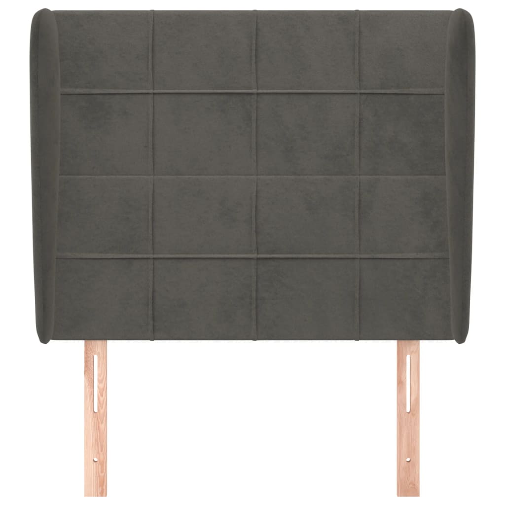 Testiera ad Orecchio Grigio Scuro 93x23x118/128 cm in Velluto