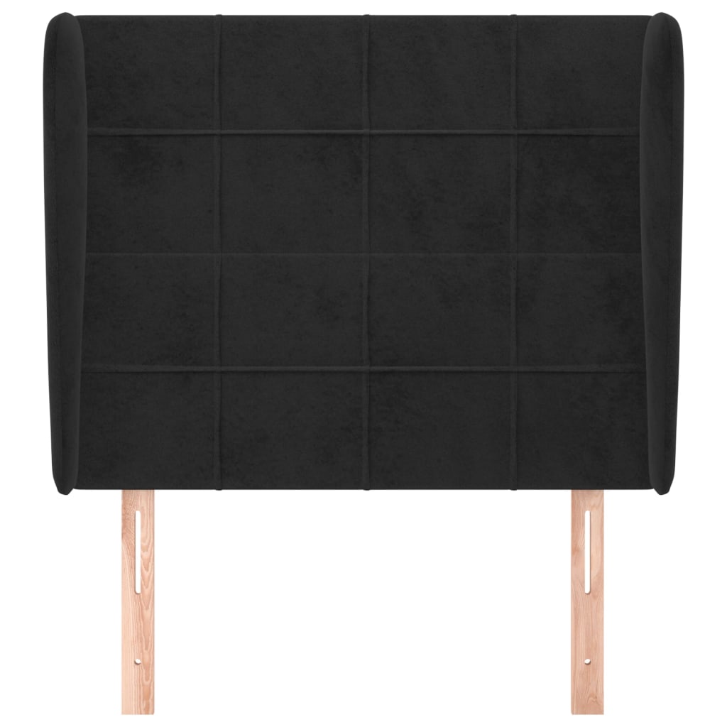 Testiera ad Orecchio Nera 93x23x118/128 cm in Velluto