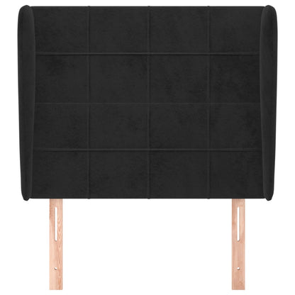 Testiera ad Orecchio Nera 93x23x118/128 cm in Velluto
