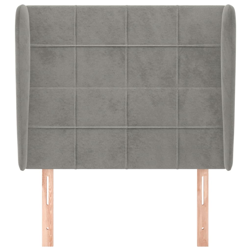 Testiera ad Orecchio Grigio Chiaro 103x23x118/128 cm in Velluto