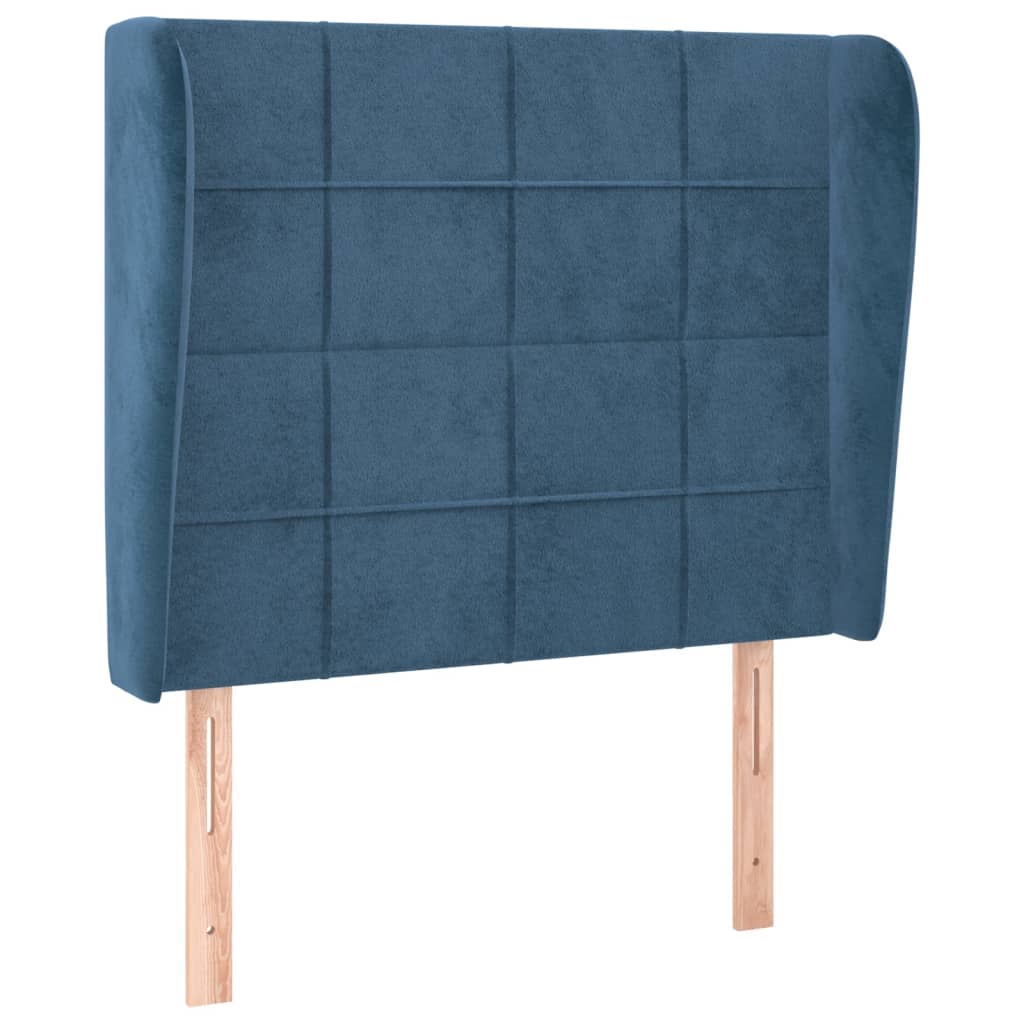 Testiera ad Orecchio Blu Scuro 103x23x118/128 cm in Velluto