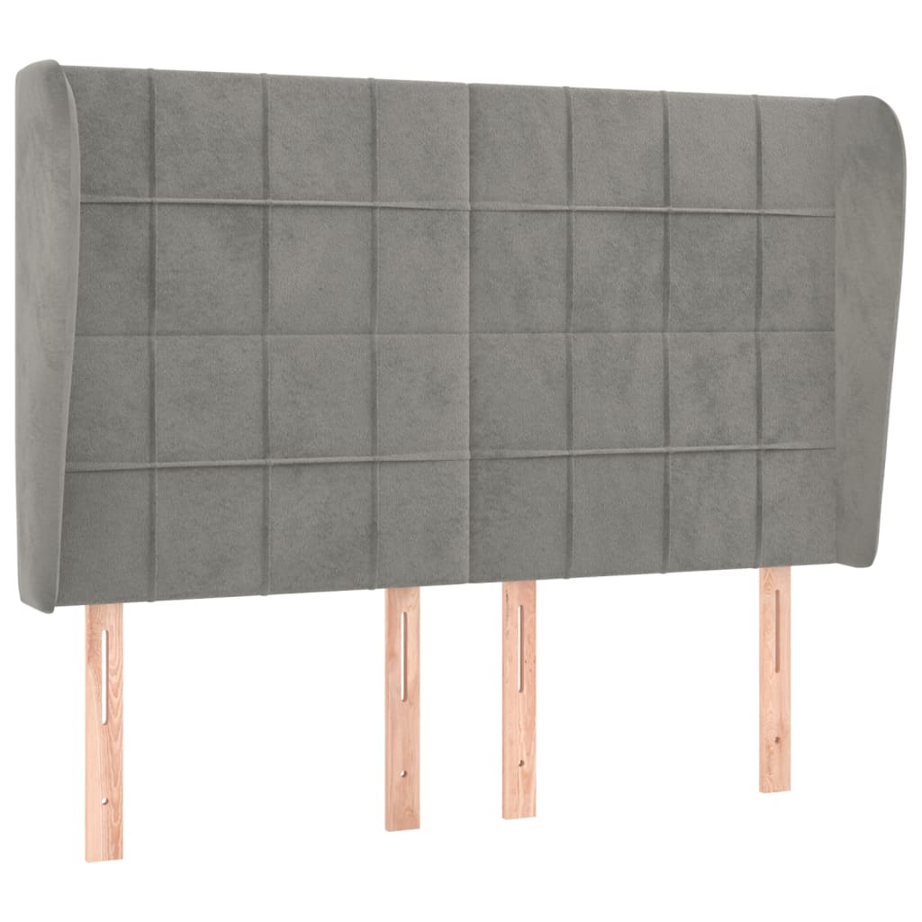 Testiera ad Orecchio Grigio Chiaro 147x23x118/128 cm in Velluto