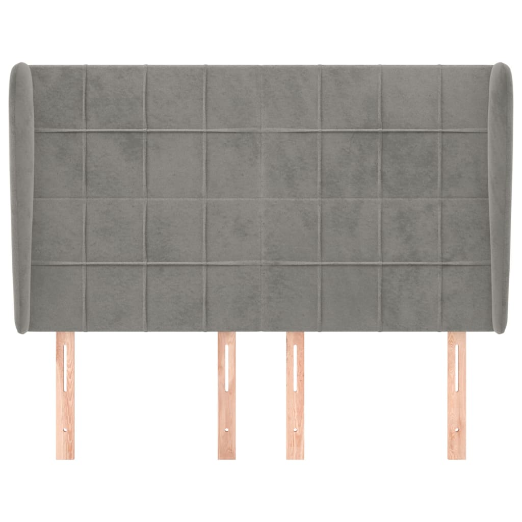 Testiera ad Orecchio Grigio Chiaro 147x23x118/128 cm in Velluto