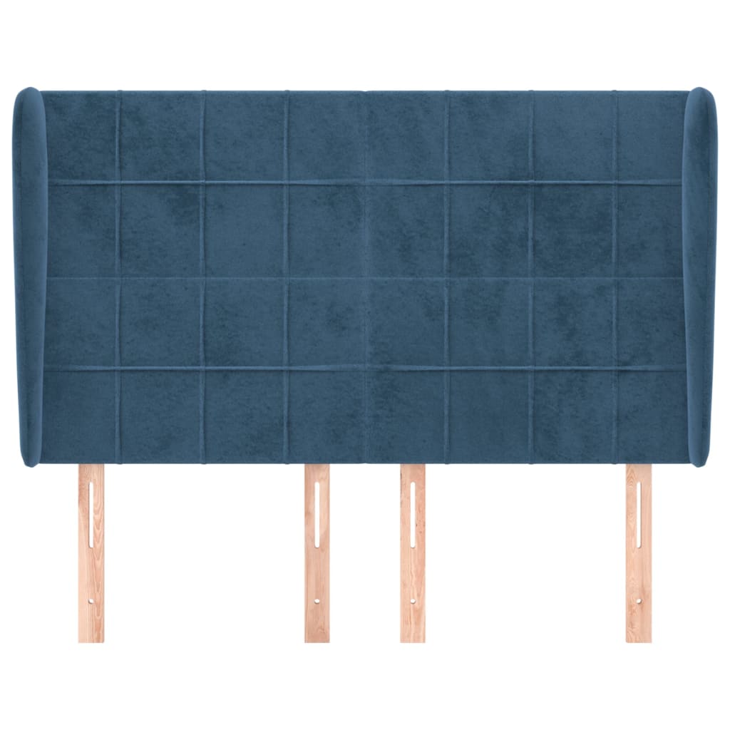 Testiera ad Orecchio Blu Scuro 147x23x118/128cm in Velluto