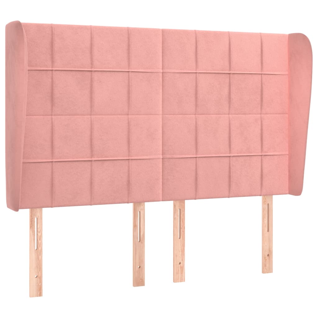 Testiera ad Orecchio Rosa 147x23x118/128 cm in Velluto