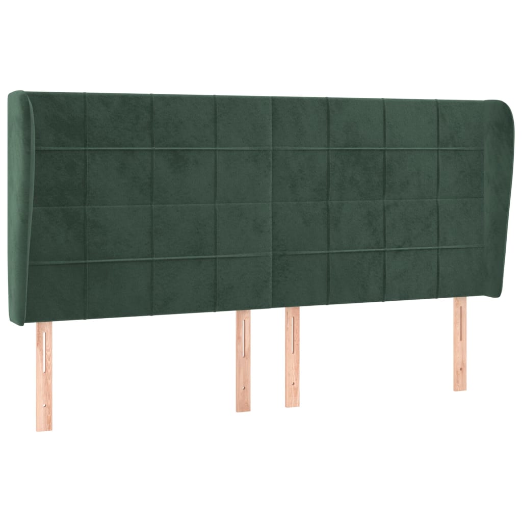 Testiera ad Orecchio Verde Scuro 163x23x118/128cm in Velluto