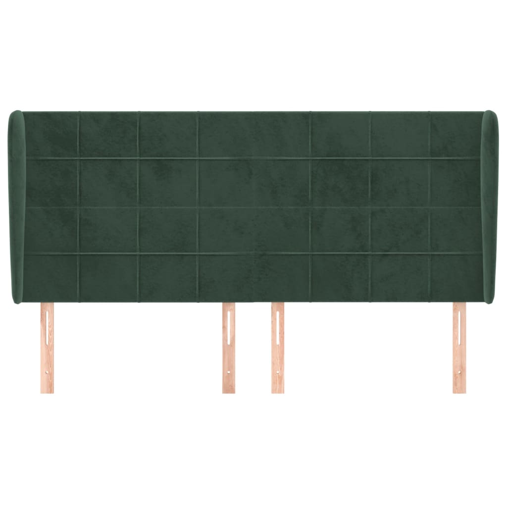 Testiera ad Orecchio Verde Scuro 163x23x118/128cm in Velluto