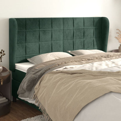 Testiera ad Orecchio Verde Scuro 163x23x118/128cm in Velluto