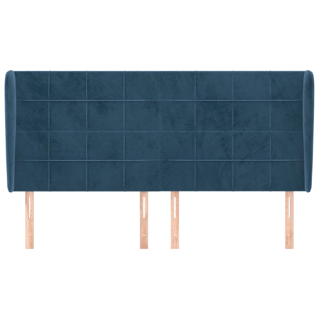 Testiera ad Orecchio Blu Scuro 163x23x118/128 cm in Velluto