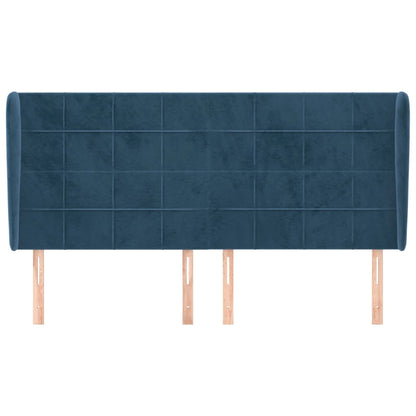 Testiera ad Orecchio Blu Scuro 163x23x118/128 cm in Velluto