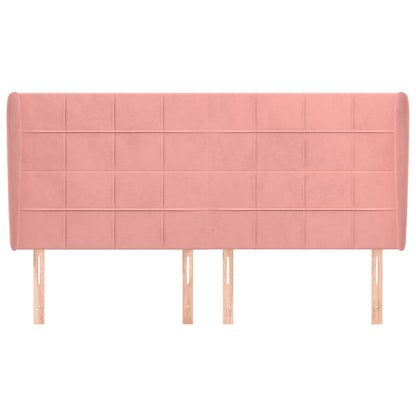 Testiera ad Orecchio Rosa 163x23x118/128 cm in Velluto