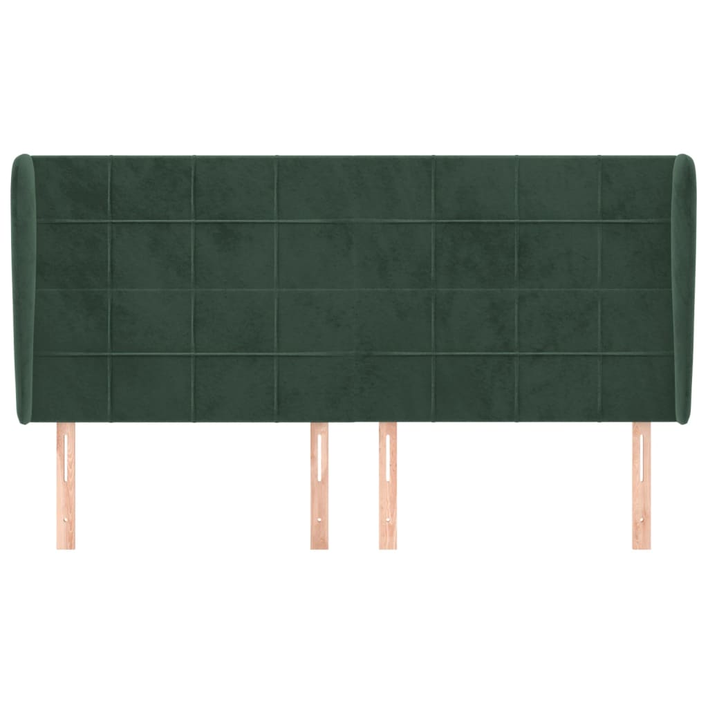 Testiera ad Orecchio Verde Scuro 183x23x118/128cm in Velluto
