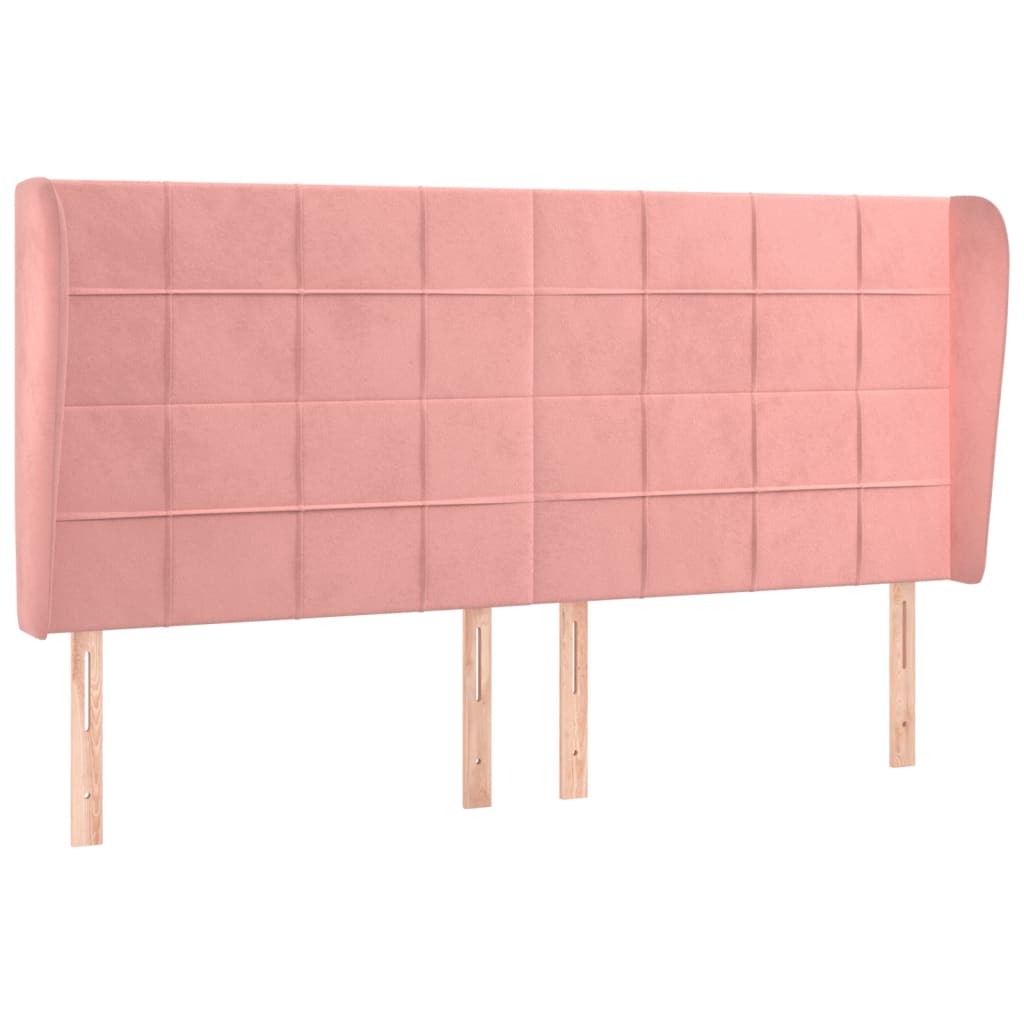 Testiera ad Orecchio Rosa 183x23x118/128 cm in Velluto