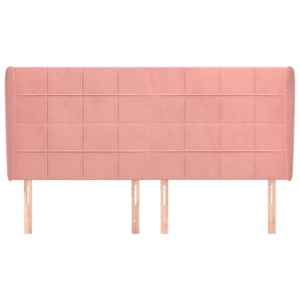 Testiera ad Orecchio Rosa 183x23x118/128 cm in Velluto