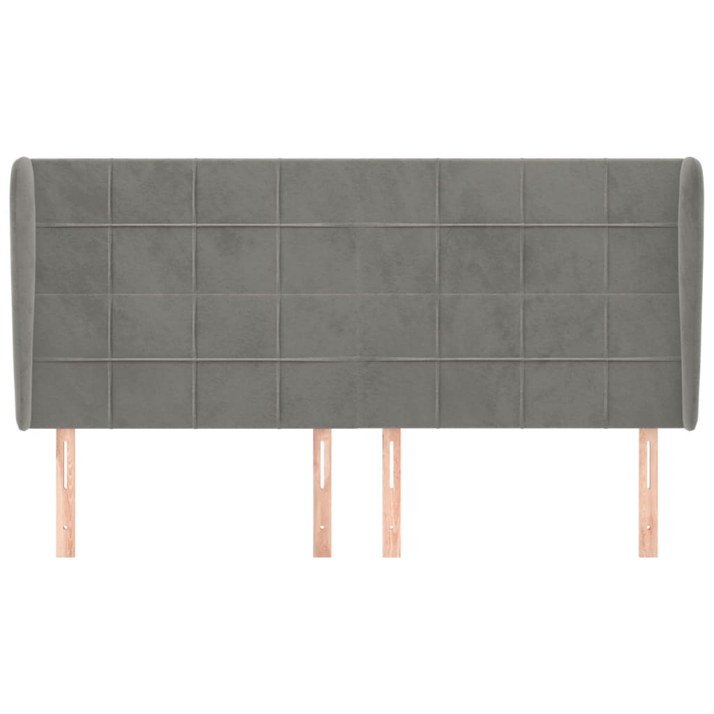 Testiera ad Orecchio Grigio Chiaro 203x23x118/128 cm in Velluto