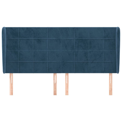 Testiera ad Orecchio Blu Scuro 203x23x118/128 cm in Velluto