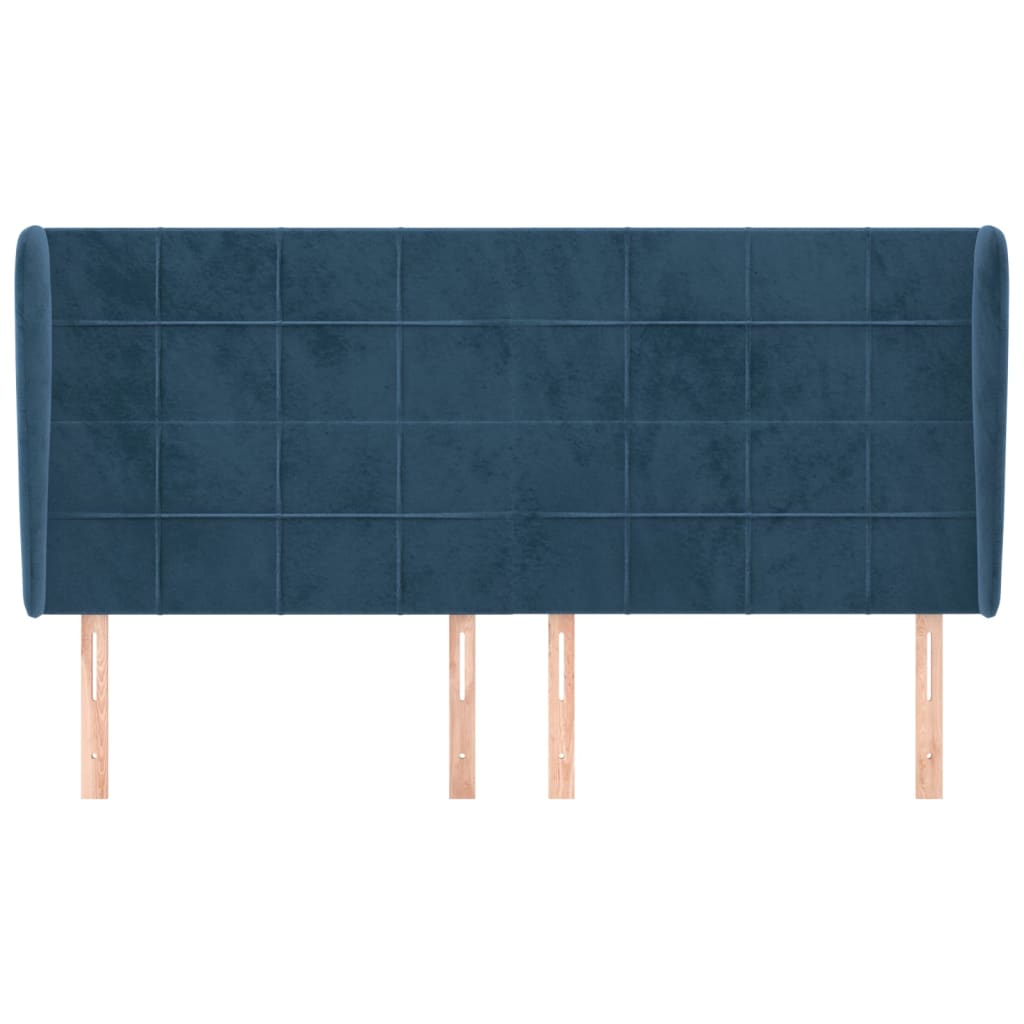 Testiera ad Orecchio Blu Scuro 203x23x118/128 cm in Velluto