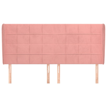 Testiera ad Orecchio Rosa 203x23x118/128 cm in Velluto