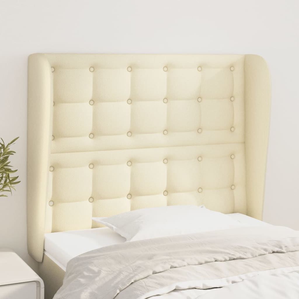 Testiera ad Orecchio Crema 83x23x118/128 cm in Similpelle