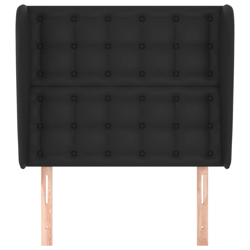 Testiera ad Orecchio Nera 93x23x118/128 cm in Similpelle