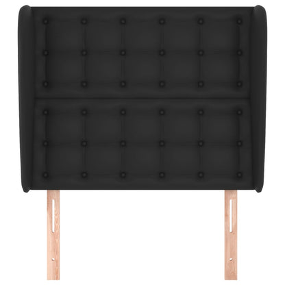 Testiera ad Orecchio Nera 103x23x118/128 cm in Similpelle