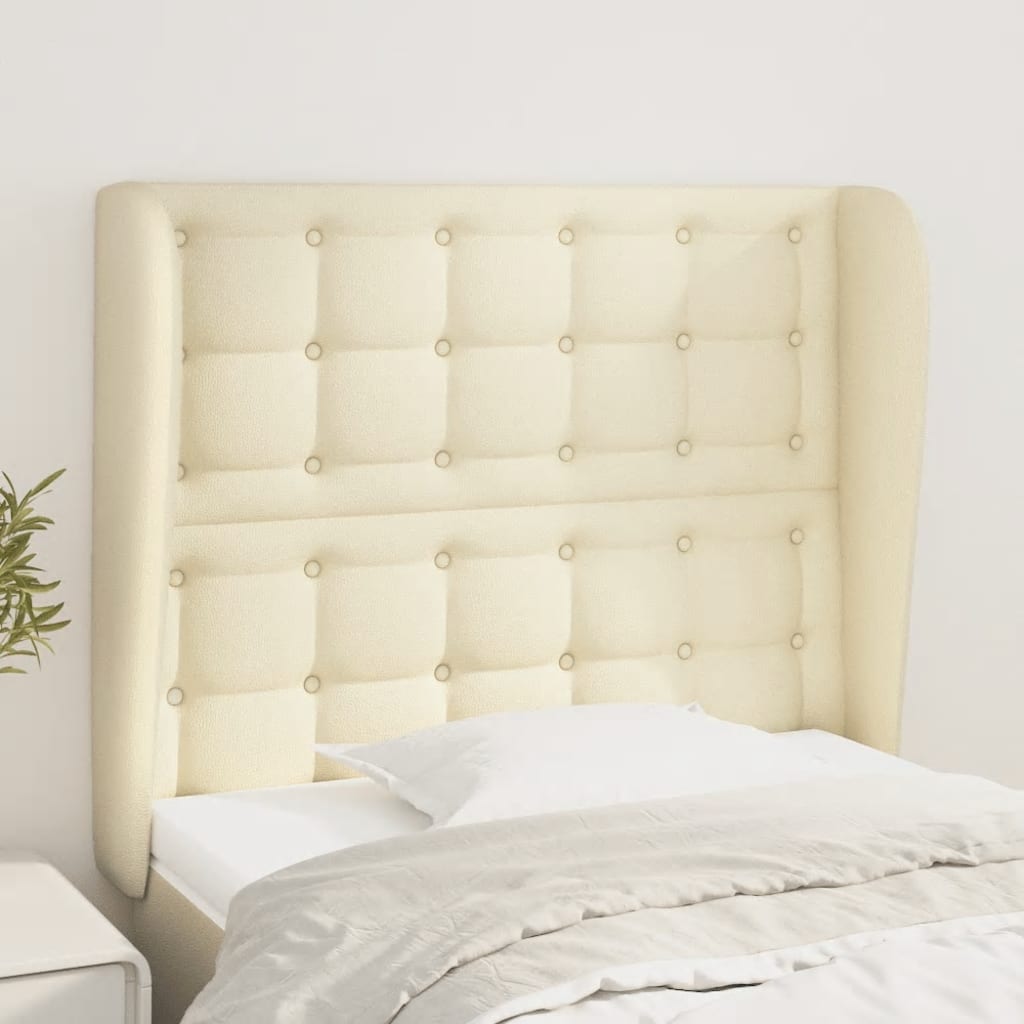 Testiera ad Orecchio Crema 103x23x118/128 cm in Similpelle