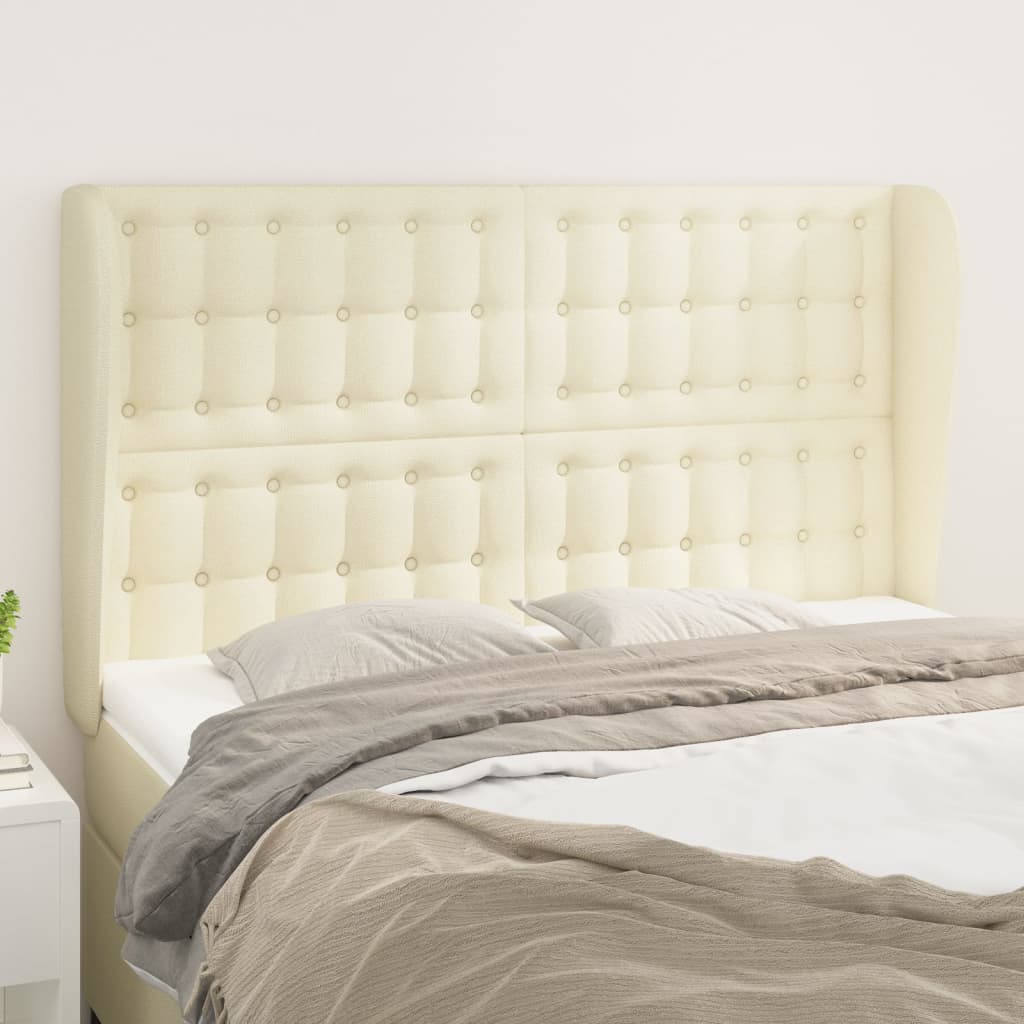 Testiera ad Orecchio Crema 147x23x118/128 cm in Similpelle