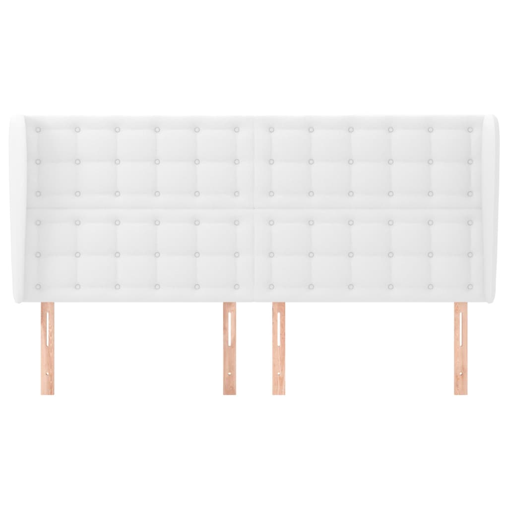 Testiera ad Orecchio Bianca 163x23x118/128 cm in Similpelle