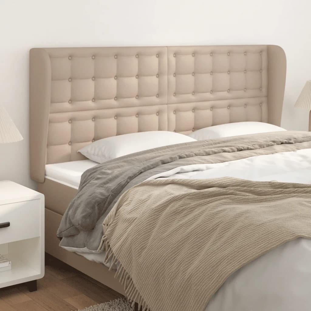 Testiera ad Orecchio Cappuccino 163x23x118/128 cm in Similpelle