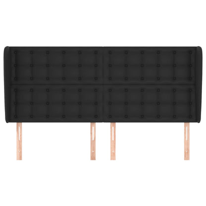 Testiera ad Orecchio Nera 183x23x118/128 cm in Similpelle