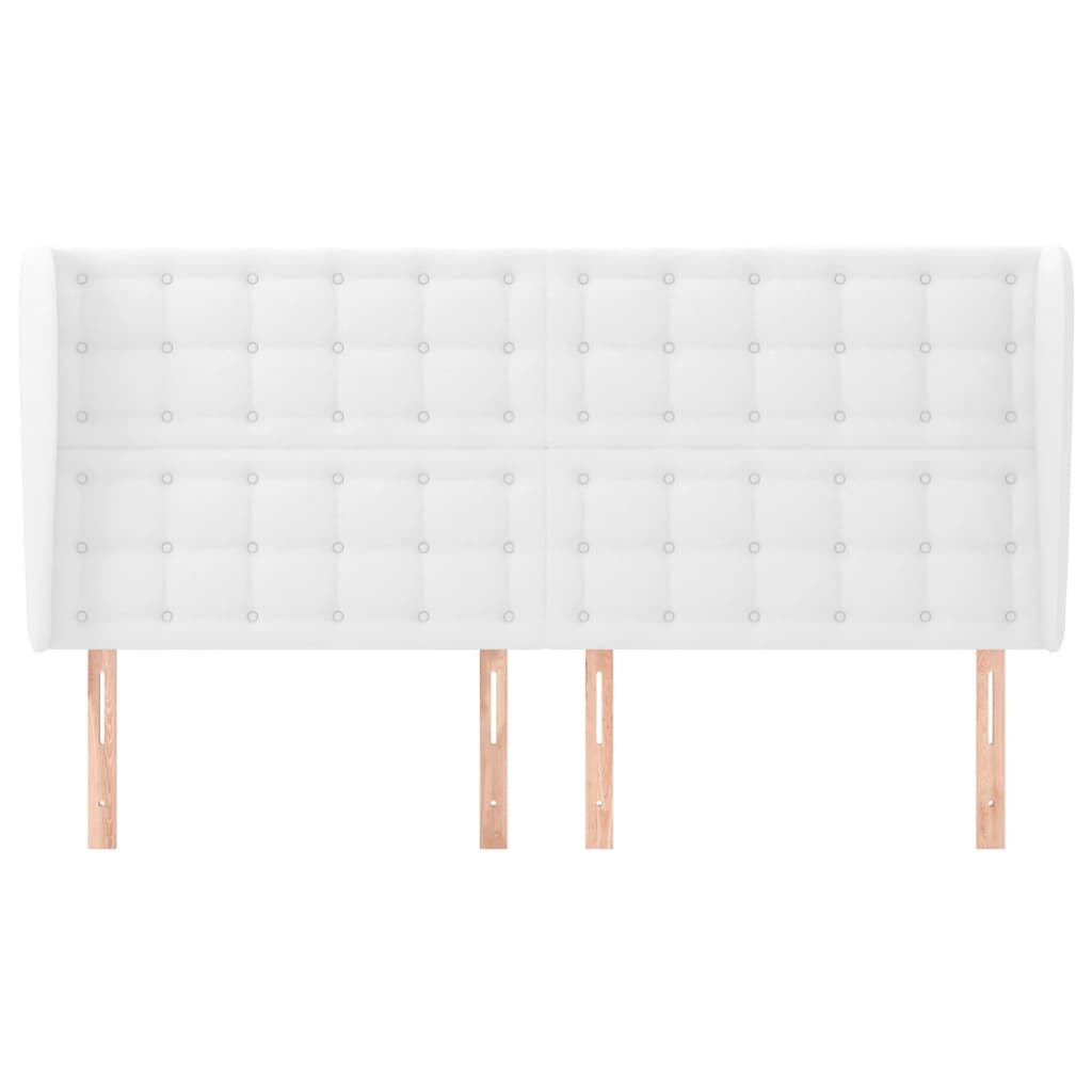 Testiera ad Orecchio Bianca 183x23x118/128 cm in Similpelle