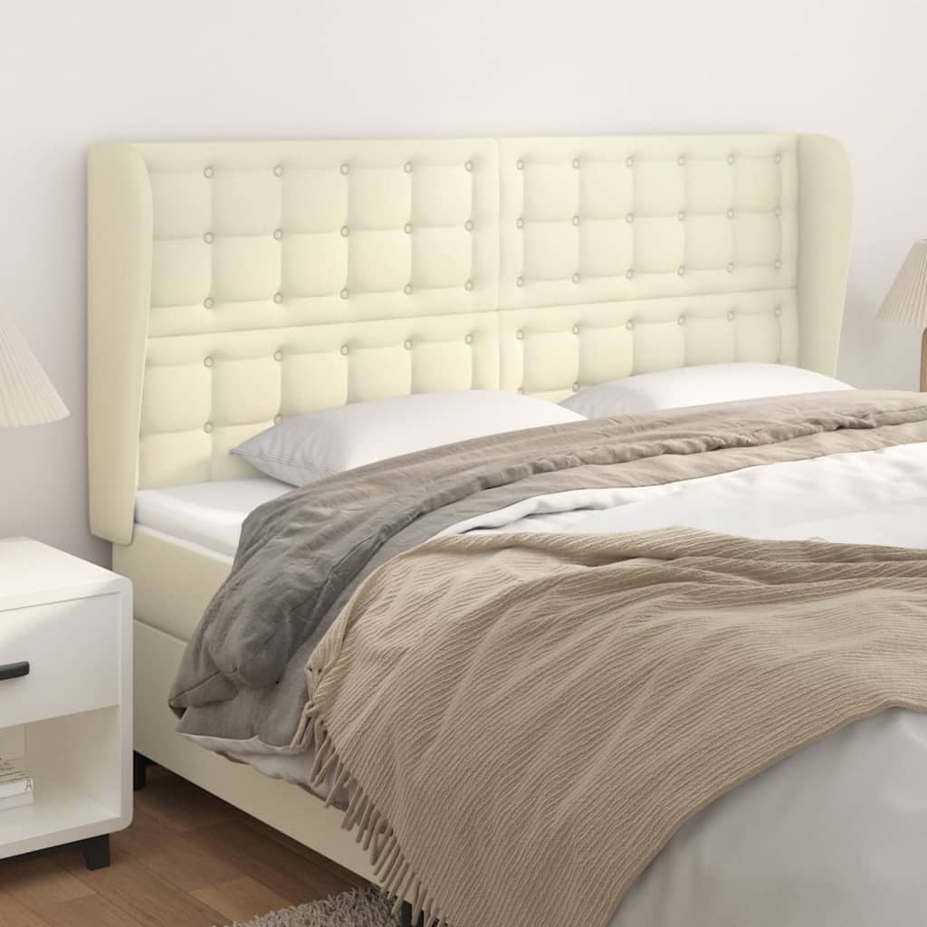 Testiera ad Orecchio Crema 203x23x118/128 cm in Similpelle