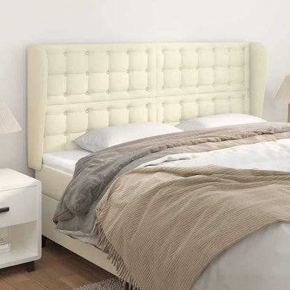 Testiera ad Orecchio Crema 203x23x118/128 cm in Similpelle