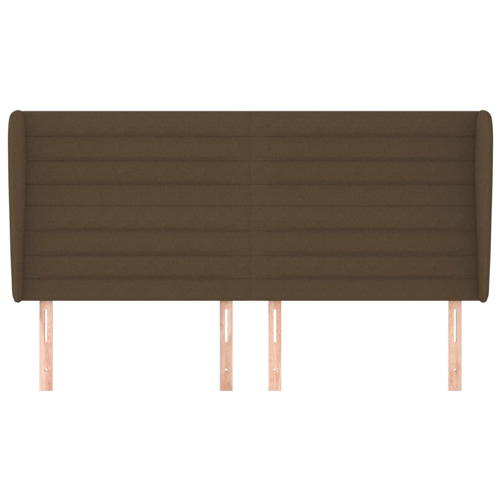 Testiera ad Orecchio Marrone Scuro 203x23x118/128 cm in Tessuto