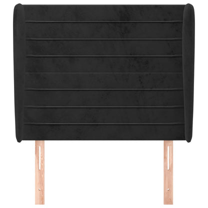 Testiera ad Orecchio Nera 83x23x118/128 cm in Velluto