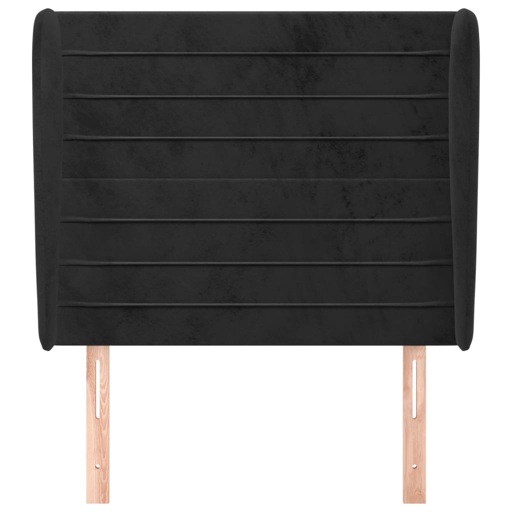 Testiera ad Orecchio Nera 83x23x118/128 cm in Velluto