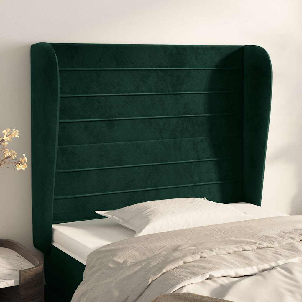 Testiera ad Orecchio Verde Scuro 83x23x118/128 cm in Velluto