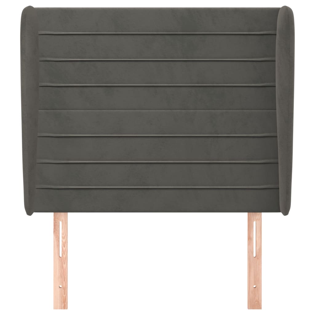 Testiera ad Orecchio Grigio Scuro 93x23x118/128 cm in Velluto