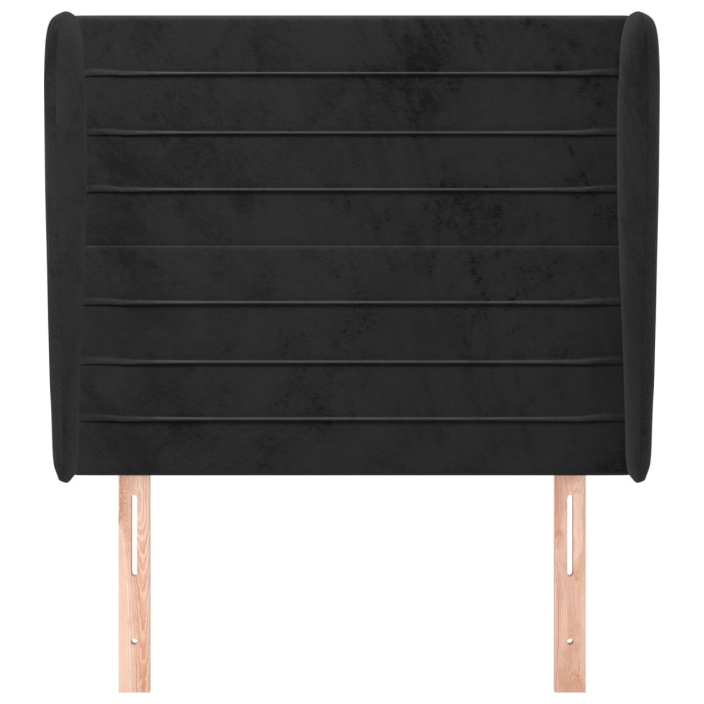 Testiera ad Orecchio Nera 93x23x118/128 cm in Velluto