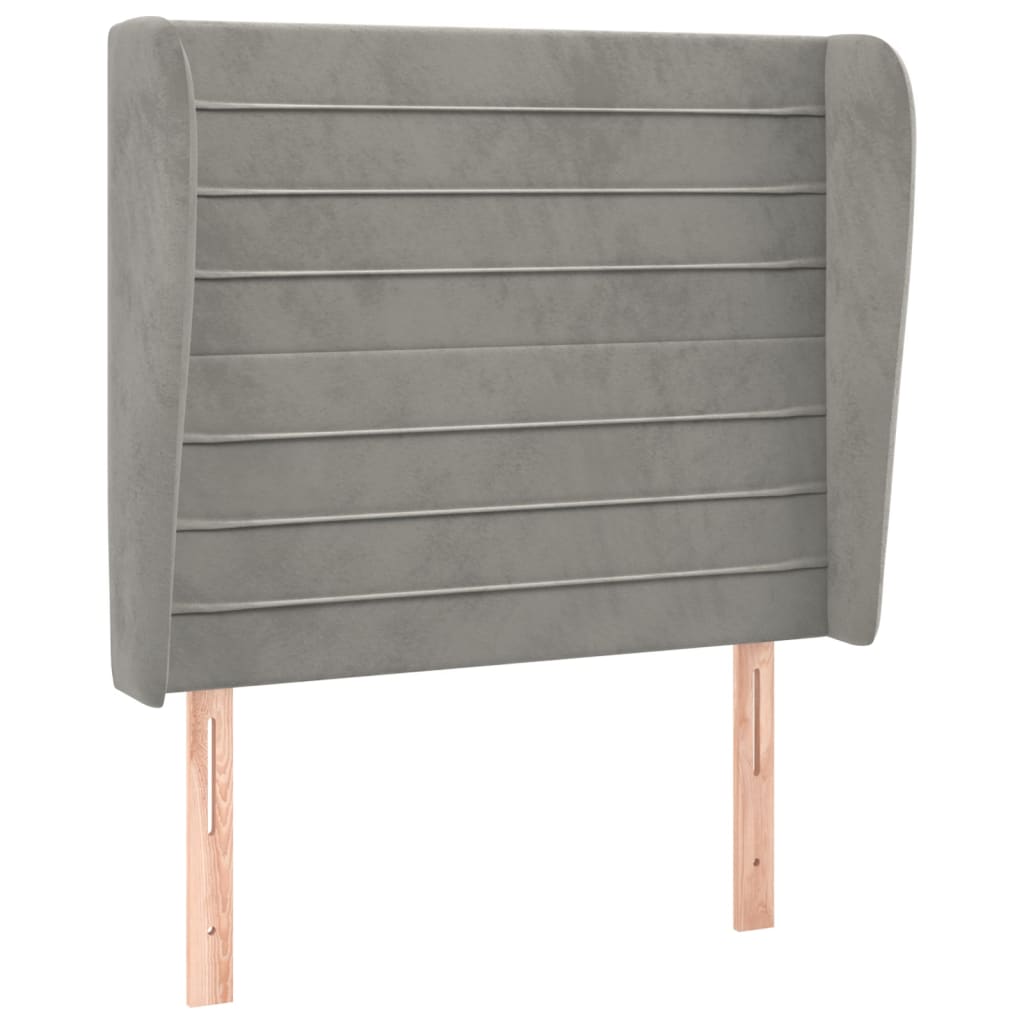 Testiera ad Orecchio Grigio Chiaro 103x23x118/128 cm in Velluto