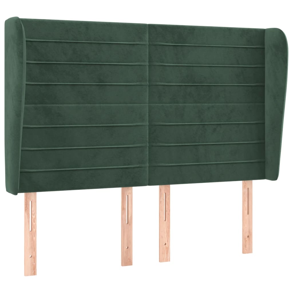 Testiera ad Orecchio Verde Scuro 147x23x118/128cm in Velluto