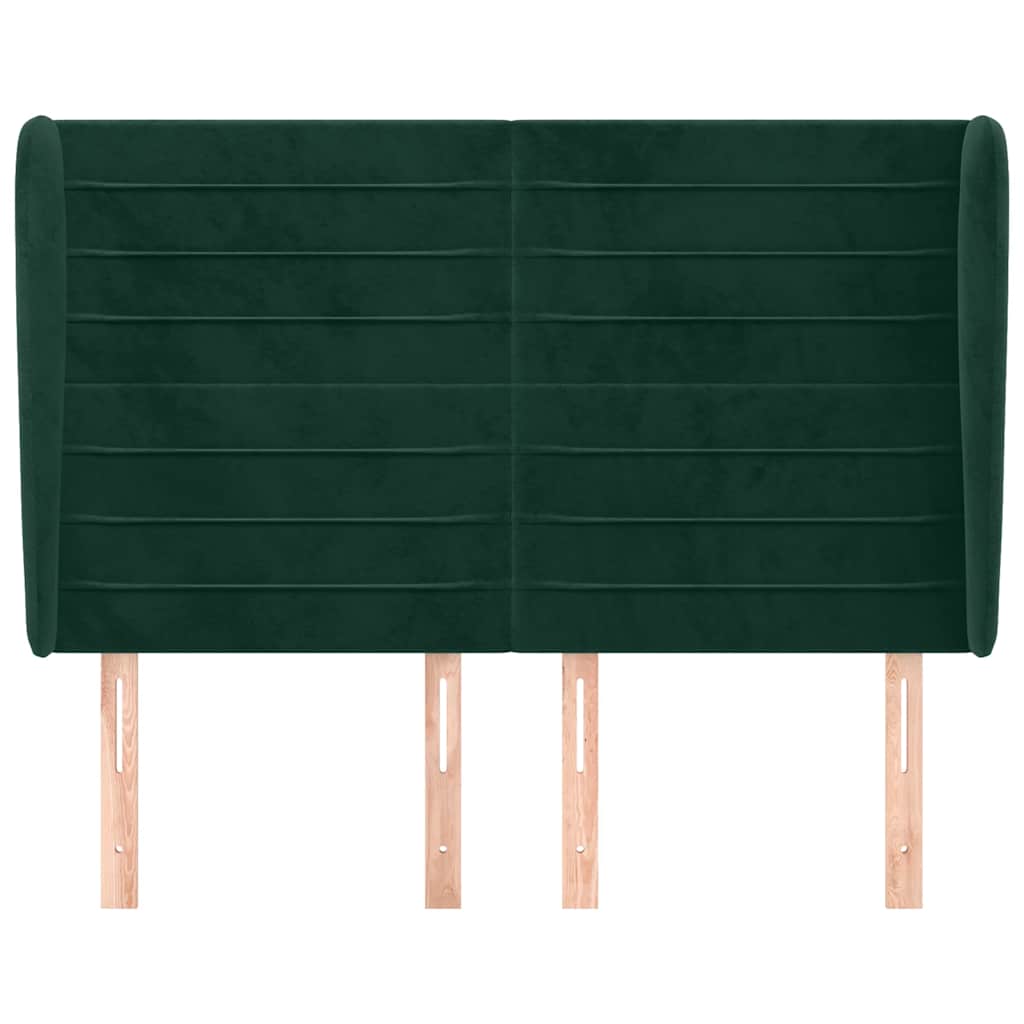 Testiera ad Orecchio Verde Scuro 147x23x118/128cm in Velluto