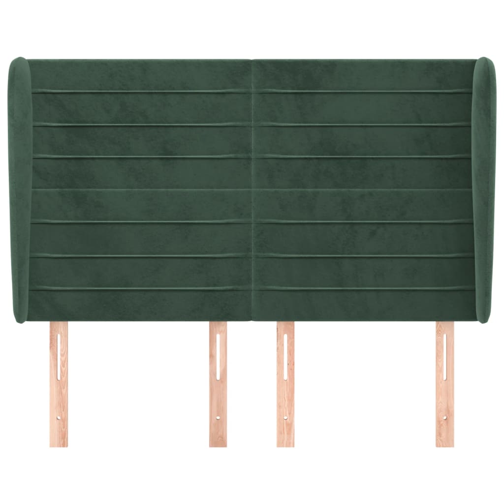 Testiera ad Orecchio Verde Scuro 147x23x118/128cm in Velluto