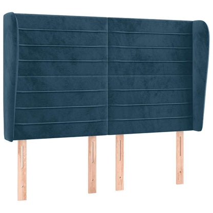 Testiera ad Orecchio Blu Scuro 147x23x118/128cm in Velluto
