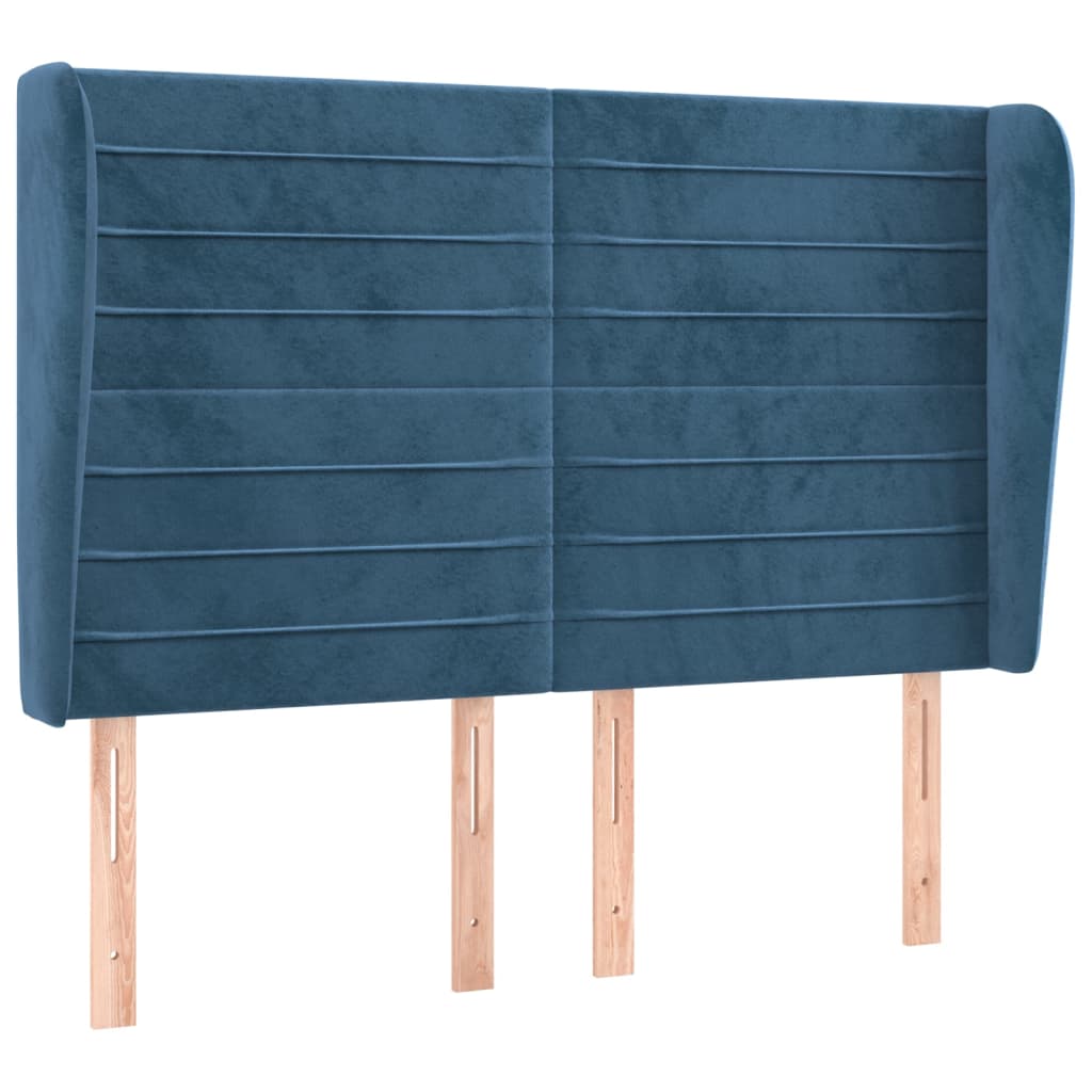 Testiera ad Orecchio Blu Scuro 147x23x118/128cm in Velluto