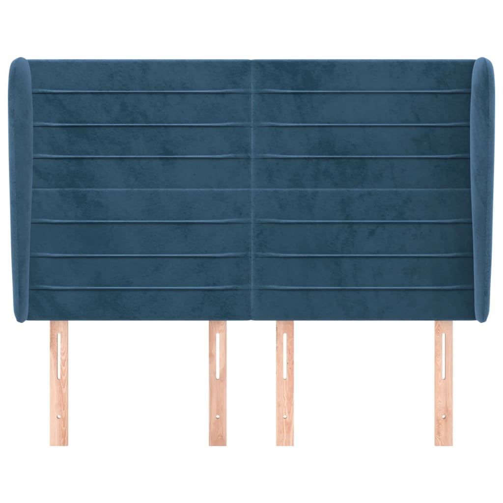 Testiera ad Orecchio Blu Scuro 147x23x118/128cm in Velluto