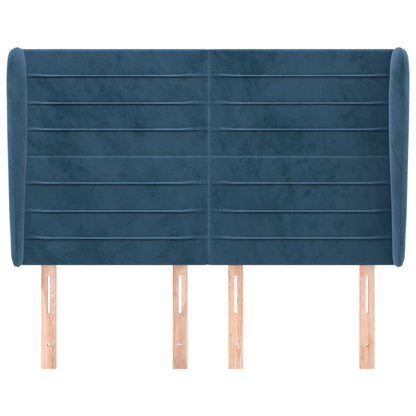 Testiera ad Orecchio Blu Scuro 147x23x118/128cm in Velluto